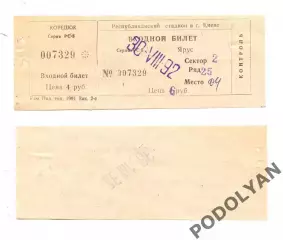 Футбол. Билет. Чемпионат Украины-1992/93. Динамо Киев - Днепр Днепропетровск