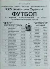 Днепр Днепропетровск-Металлист Харьков.11.04.2015.Чемпионат Украины.Молодежные.