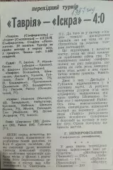 Таврия Симферополь-Искра Смоленск.29.10.1987.Отчет о матче.